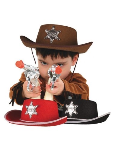 Chapéu de feltro de xerife infantil em 3 cores - de alta qualidade, ideal para carnaval, festas temáticas e eventos especiais.